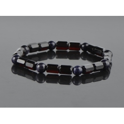 Black Calibrated barrels amber bracelet for men Black Calibrated barrels amber bracelet for men